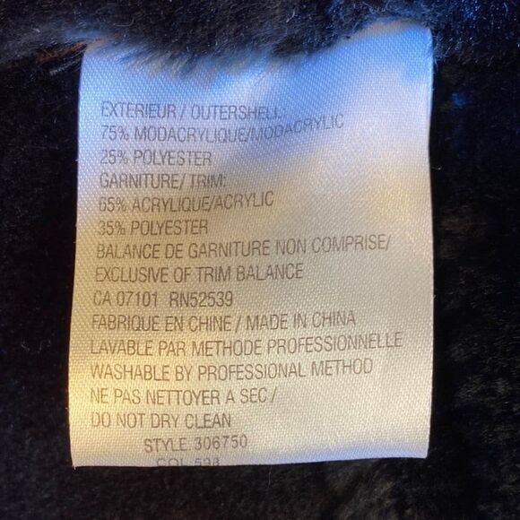 Jacket, Tan Brown Trimmed with Vegan Black Fur, Platinum Utex, Small - Picture 6 of 11